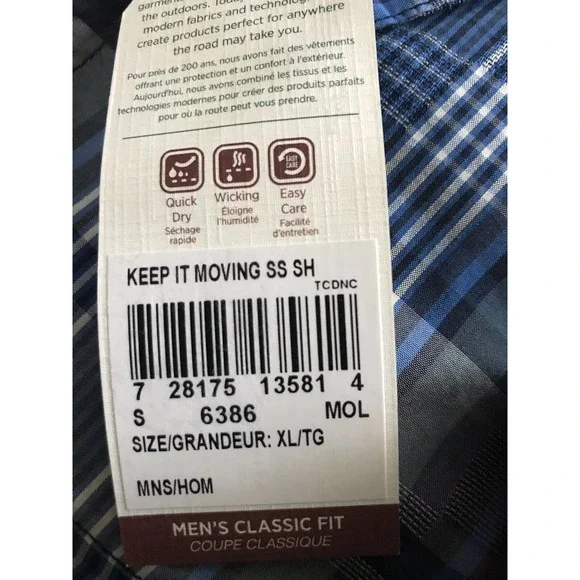 Woolrich Adventure Series Mens XL Keep It Moving Short Sleeve Blue Plaid $59 - Picture 4 of 5
